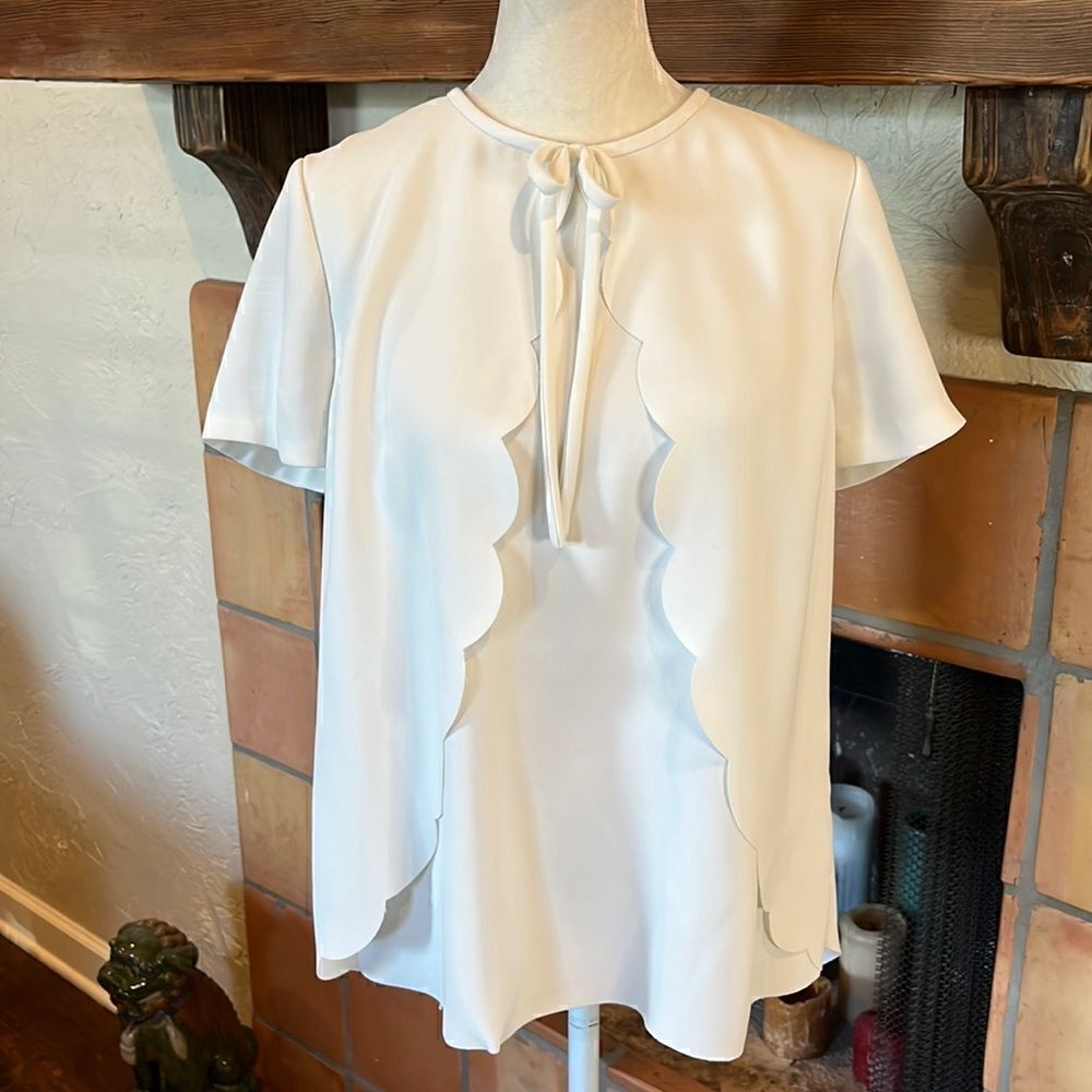 Ted Baker London scalloped detail, zip back closure blouse, 2/6 US!
